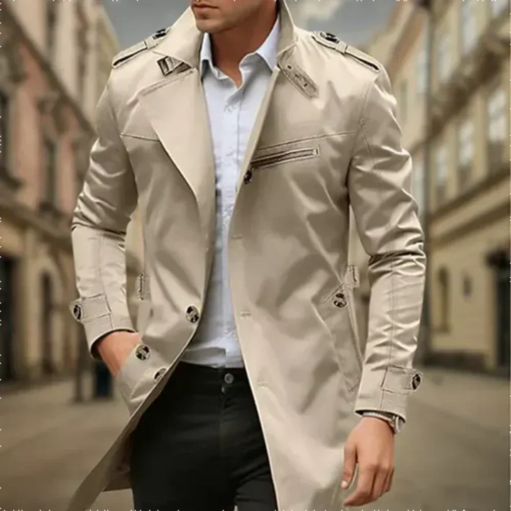 Bram trenchcoat in beige, close-up detail