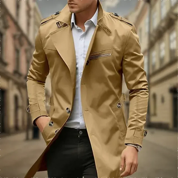 Bram trenchcoat in kaki, vooraanzicht