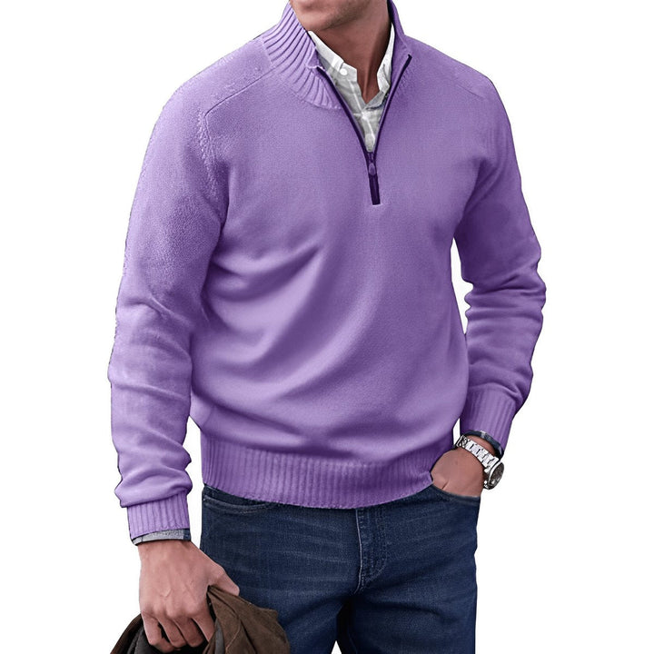Bram quarter-zip pullover in lila, vooraanzicht