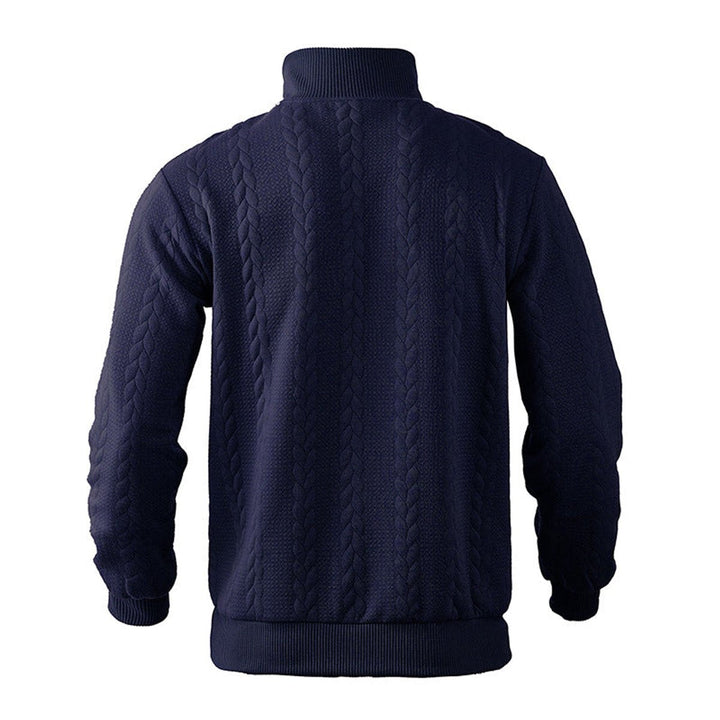 Casper marineblauwe kabelbrei sweater, achteraanzicht