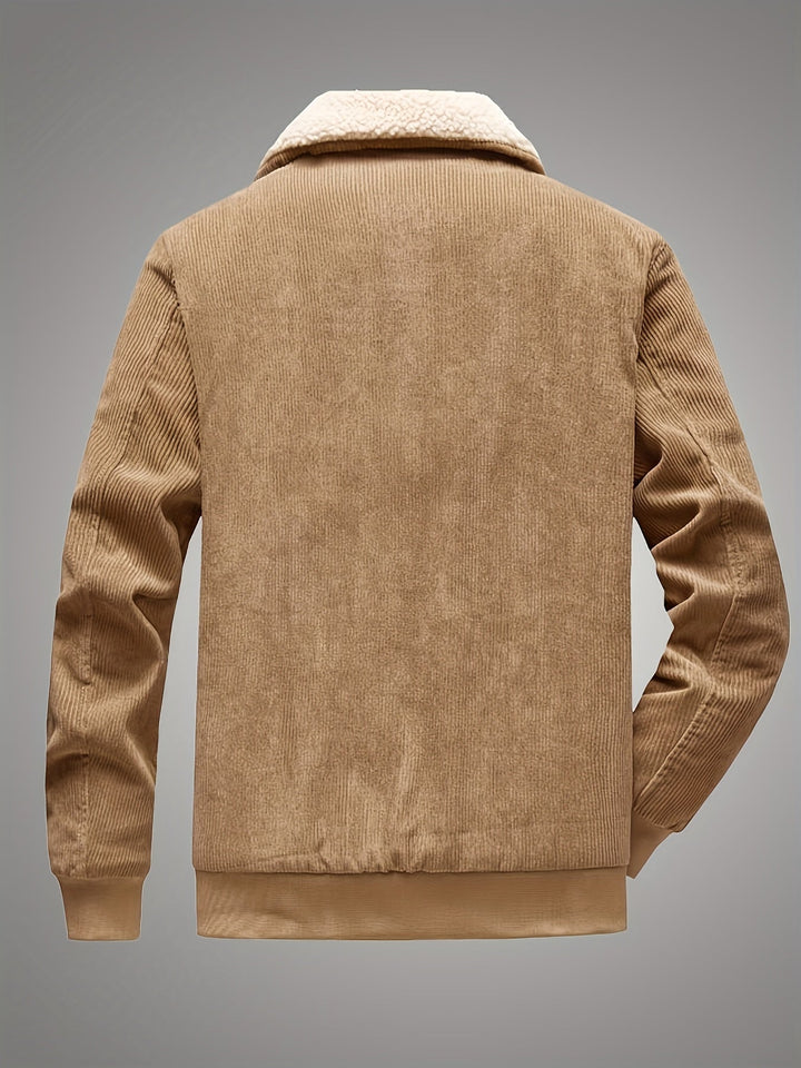 Daan corduroy bomberjack in beige, achteraanzicht