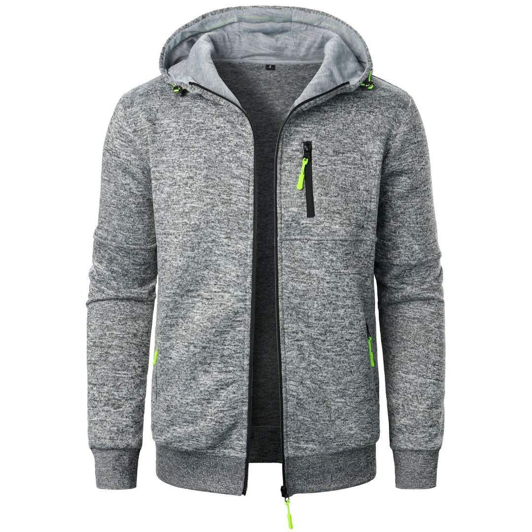 Daan gemêleerde rits hoodie in lichtgrijs, vooraanzicht met open rits
