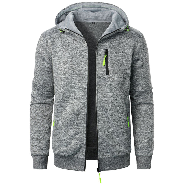 Daan gemêleerde rits hoodie in lichtgrijs, vooraanzicht met open rits