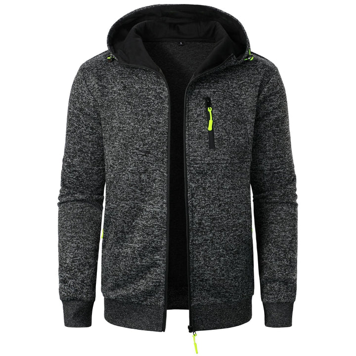 Daan gemêleerde rits hoodie in donkergrijs, vooraanzicht met open rits