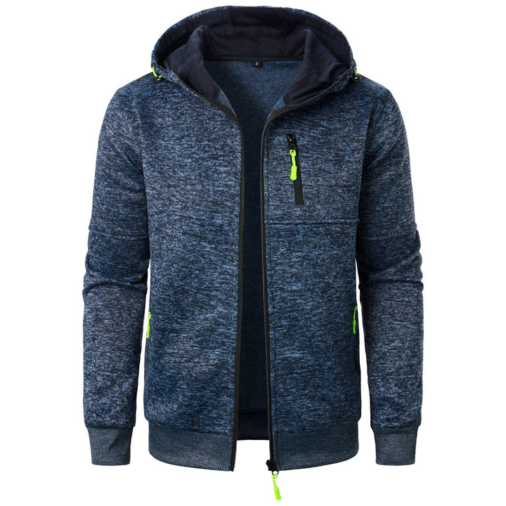 Daan gemêleerde rits hoodie in marineblauw, vooraanzicht met open rits
