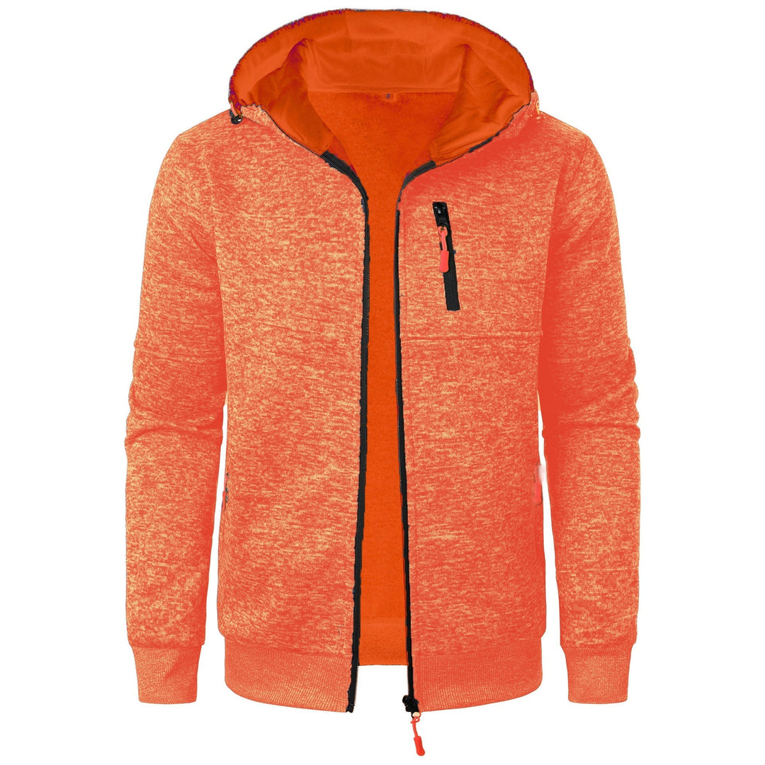 Daan gemêleerde rits hoodie in oranje, vooraanzicht met open rits