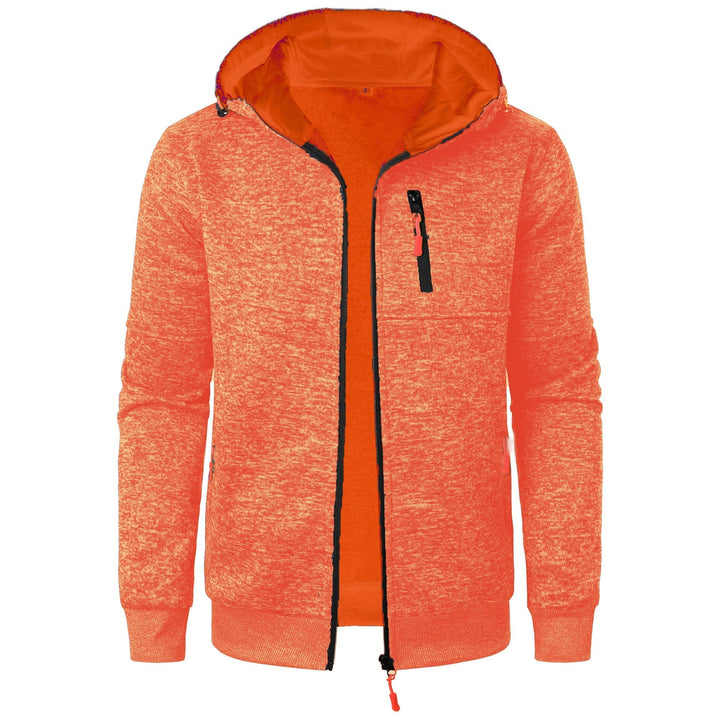 Daan gemêleerde rits hoodie in oranje, vooraanzicht met open rits