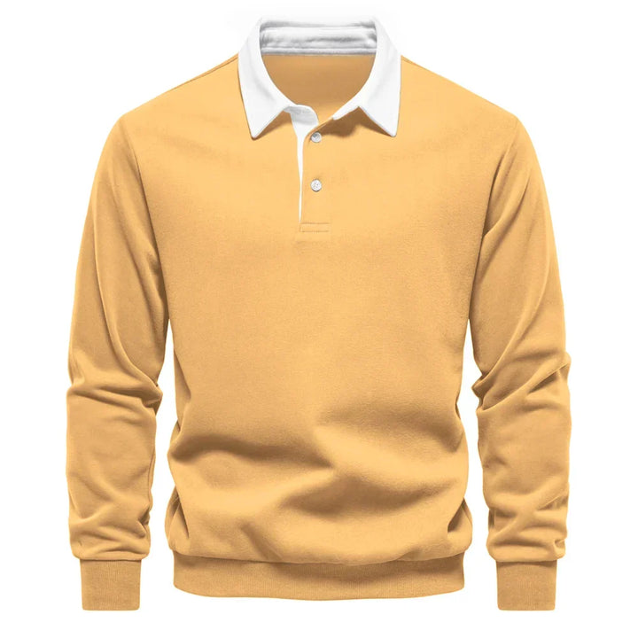 Daan polosweater met polokraag, geel vooraanzicht