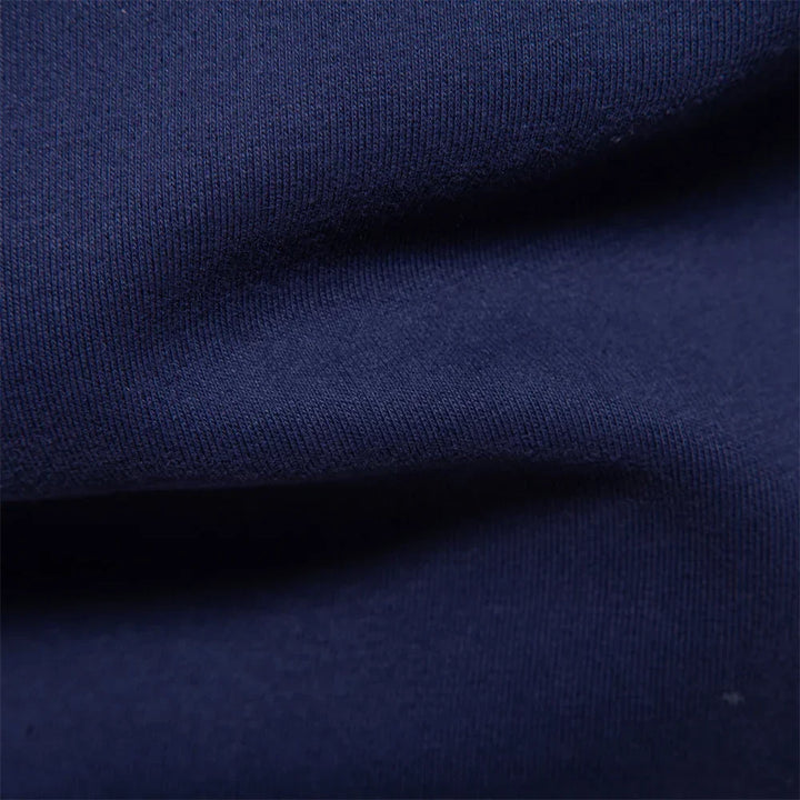 Close-up van stoftextuur marineblauw