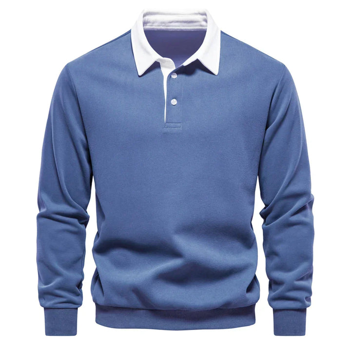 Daan polosweater met polokraag, close-up blauw