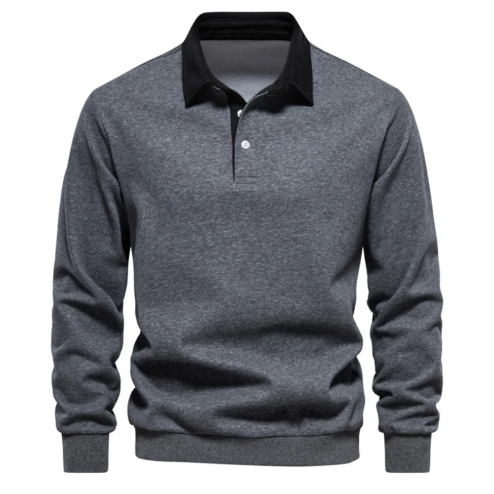 Daan polosweater met polokraag, grijs vooraanzicht