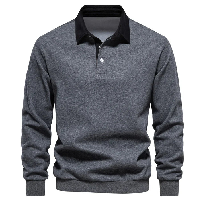 Daan polosweater met polokraag, grijs vooraanzicht