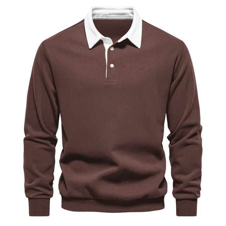 Daan polosweater met polokraag, bruin vooraanzicht