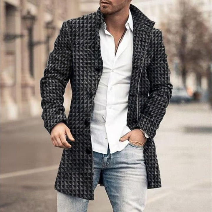 Daniël trenchcoat in fijn ruitpatroon, straatfoto