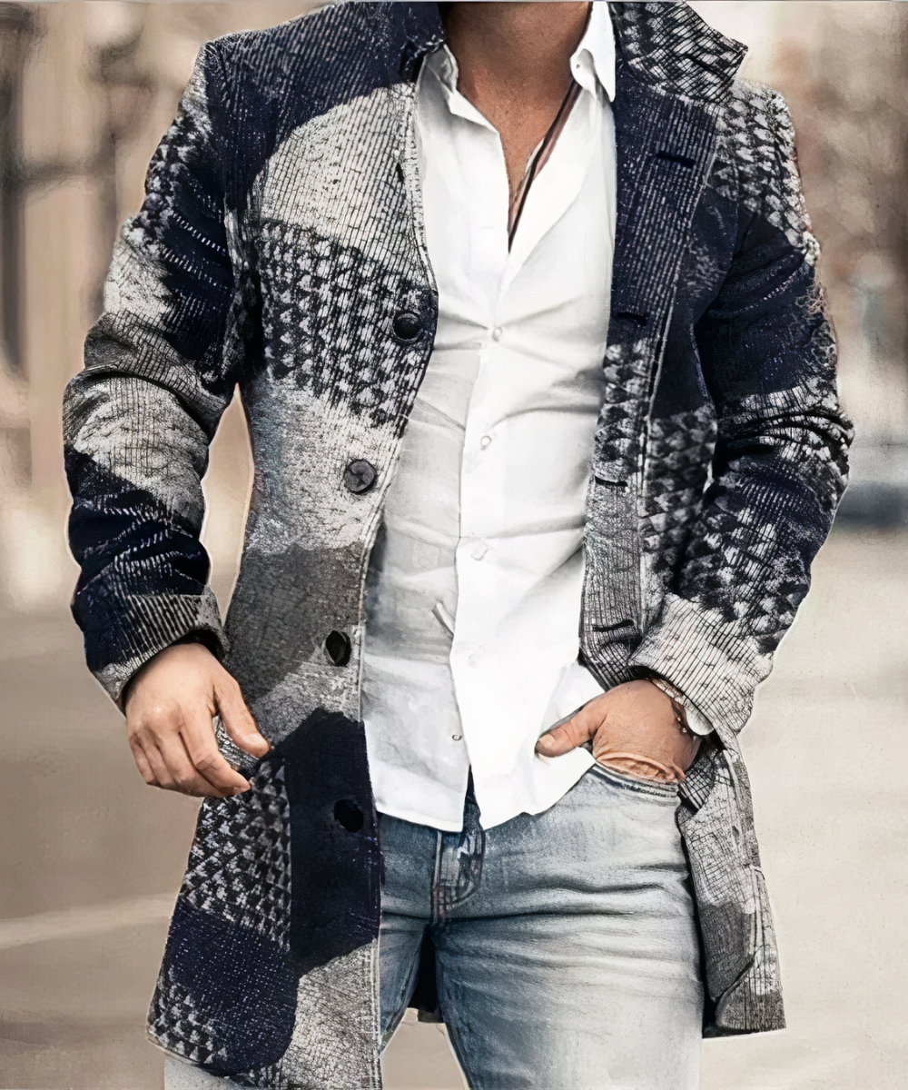 Daniël trenchcoat in patroon variant, vooraanzicht