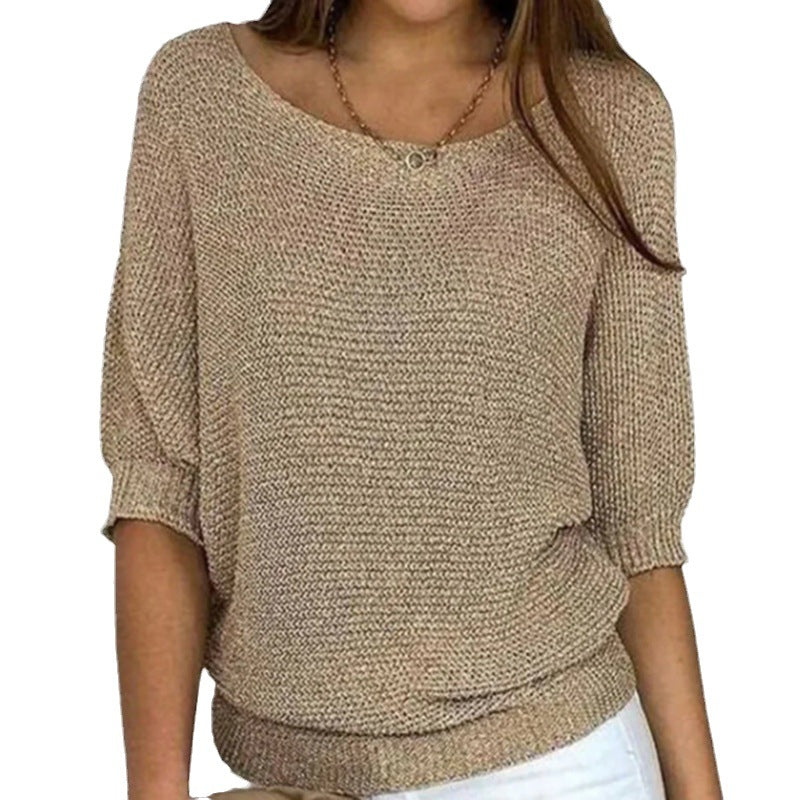 Femke beige boothals batwing trui, vooraanzicht