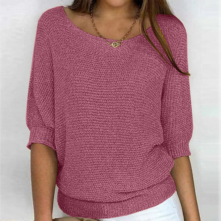 Femke roze boothals batwing trui, vooraanzicht