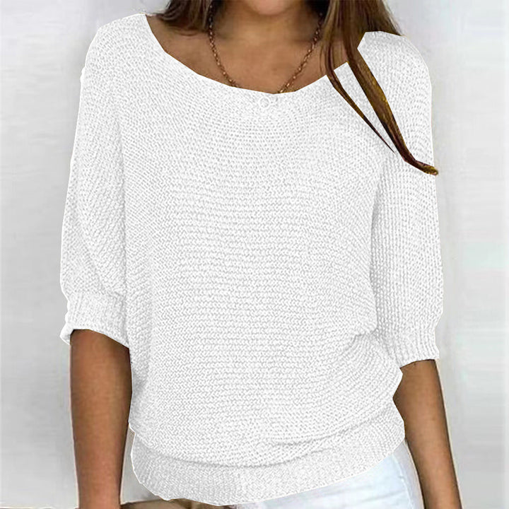 Femke witte boothals batwing trui, vooraanzicht