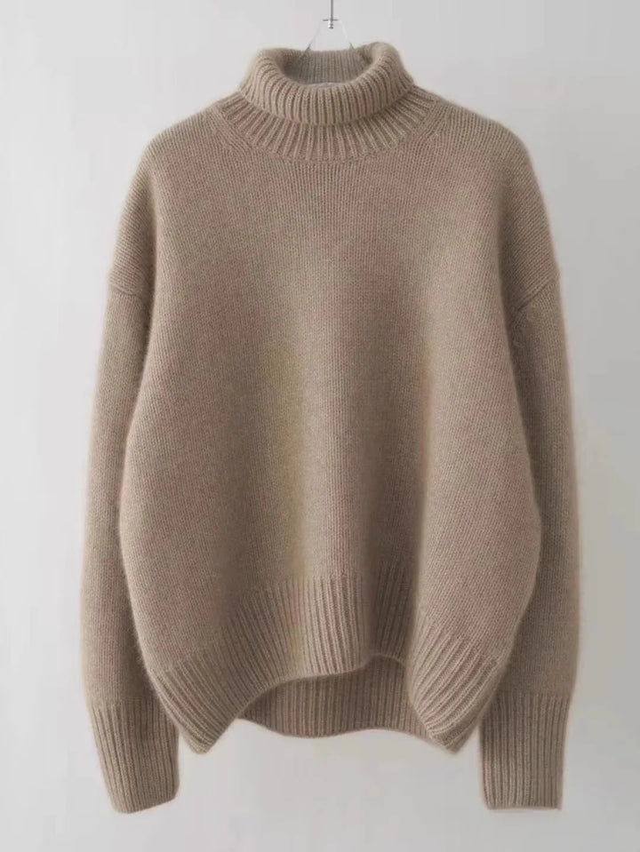 Femke oversized coltrui in taupe, hangend productbeeld