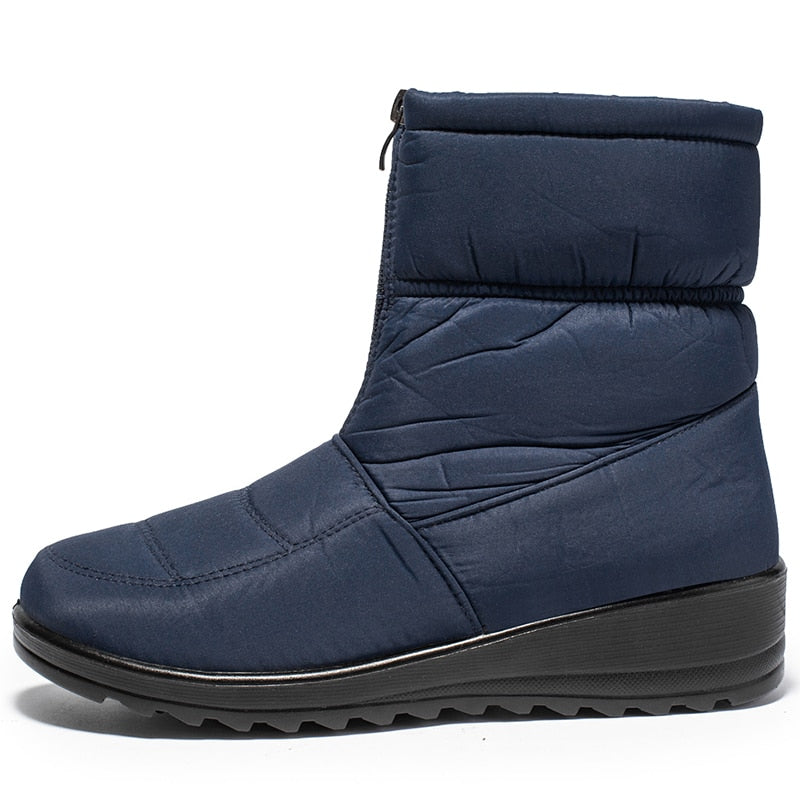 Femke blauwe snowboot, zijaanzicht
