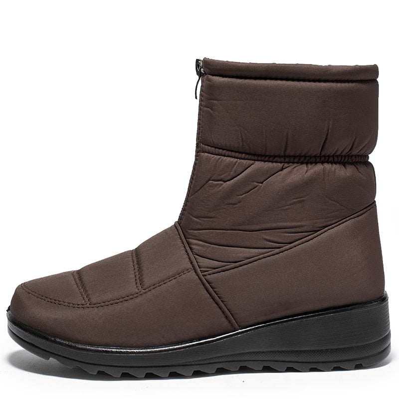 Femke bruine snowboot, zijaanzicht