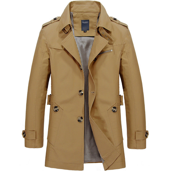 Hendrik trench coat in kaki, vooraanzicht