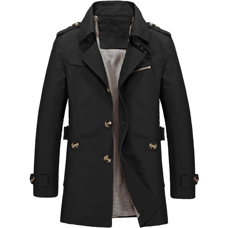 Hendrik trench coat in zwart, vooraanzicht
