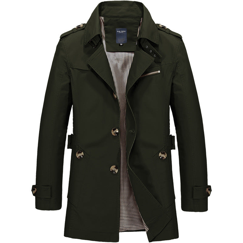 Hendrik trench coat in groen, vooraanzicht
