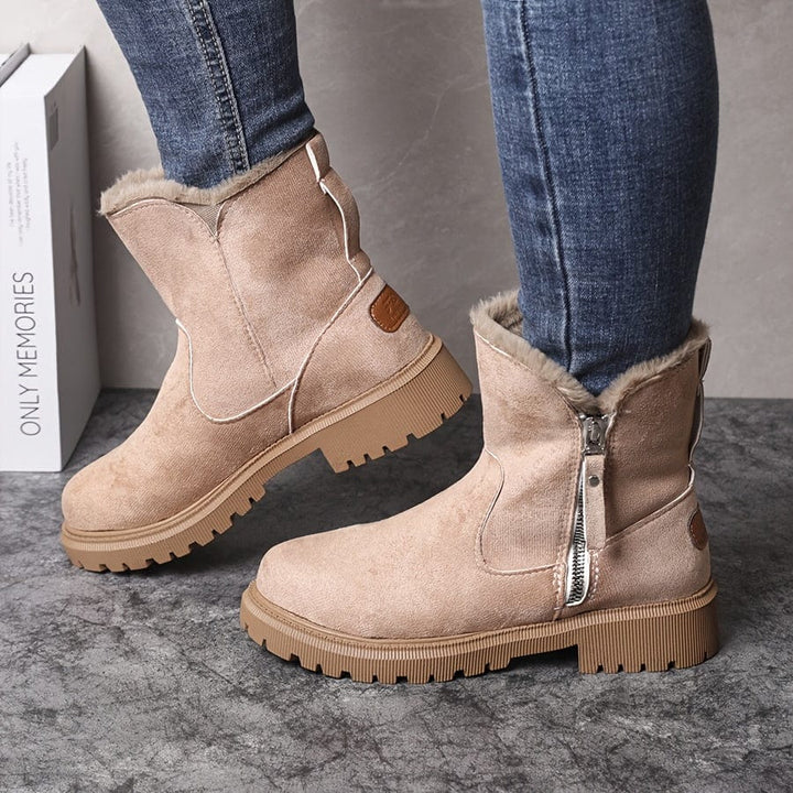 Isabel gevoerde winterlaars in beige met ritssluiting