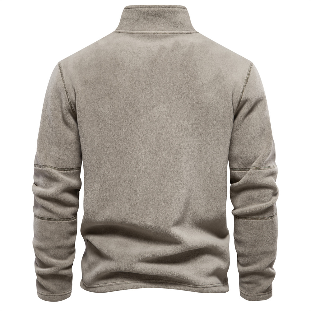 Jorn klassiek kwartrits sweatshirt in beige, achteraanzicht