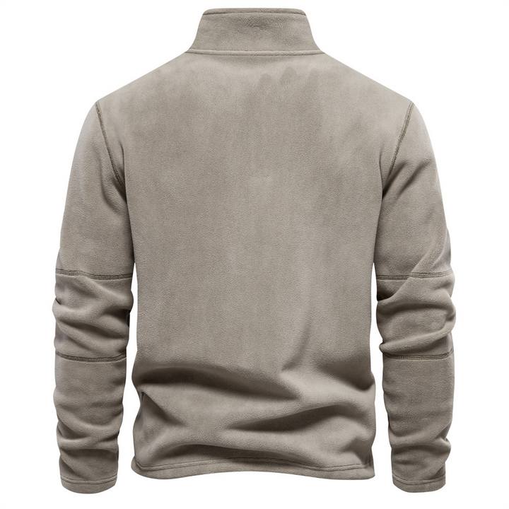 Jorn klassiek kwartrits sweatshirt in beige, achteraanzicht