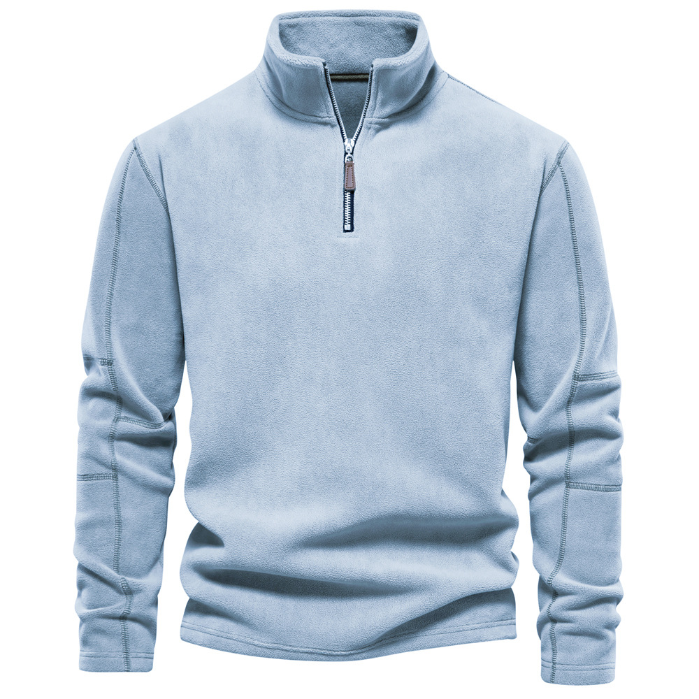 Jorn klassiek kwartrits sweatshirt in lichtblauw, vooraanzicht