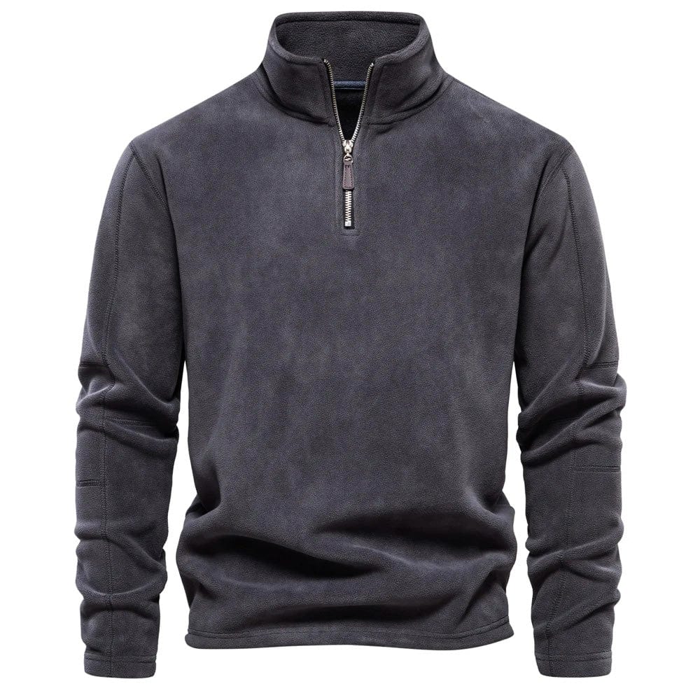 Jorn klassiek kwartrits sweatshirt in grijs, vooraanzicht