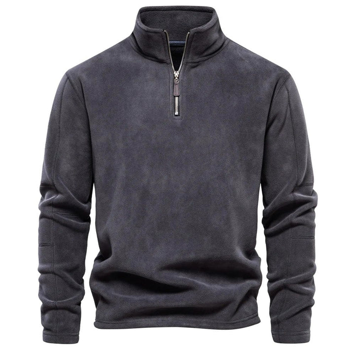 Jorn klassiek kwartrits sweatshirt in grijs, vooraanzicht