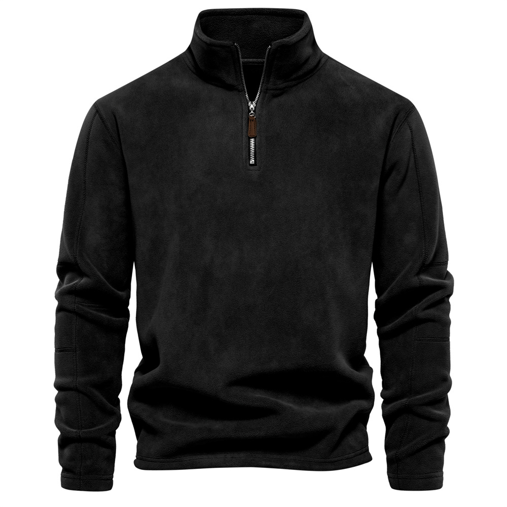 Jorn klassiek kwartrits sweatshirt in zwart, vooraanzicht
