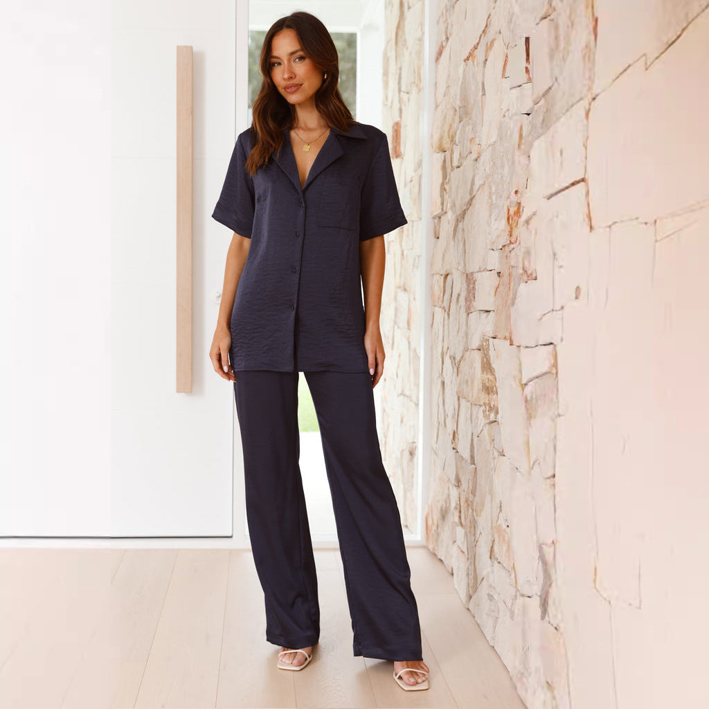 Josefien donkerpaarse pyjama set, vooraanzicht