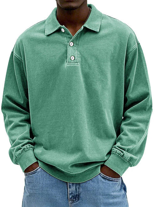 Kasper polokraag sweatshirt met lange mouwen, groen, vooraanzicht