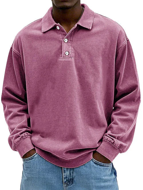 Kasper polokraag sweatshirt met lange mouwen, roze, vooraanzicht