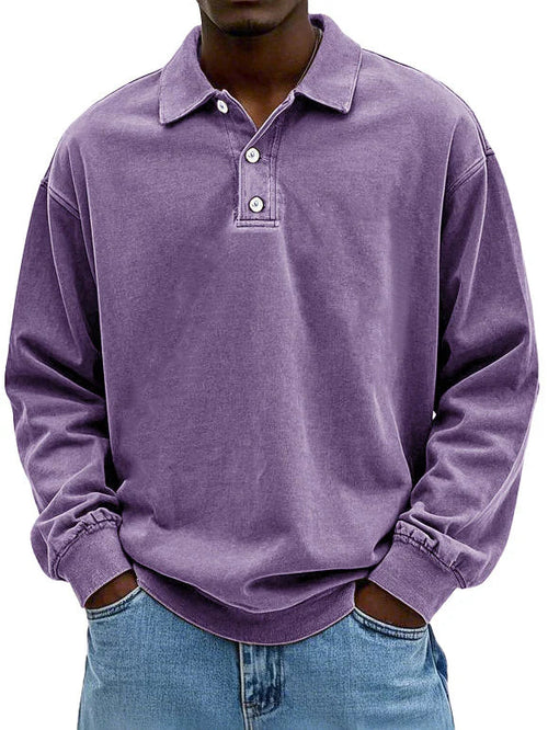 Kasper polokraag sweatshirt met lange mouwen, lila, vooraanzicht