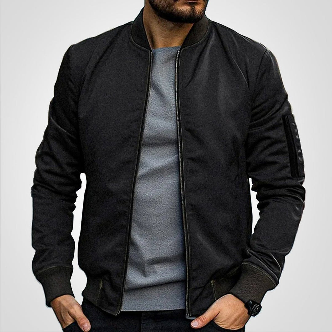 Kasper zwart slim-fit bomberjack, vooraanzicht