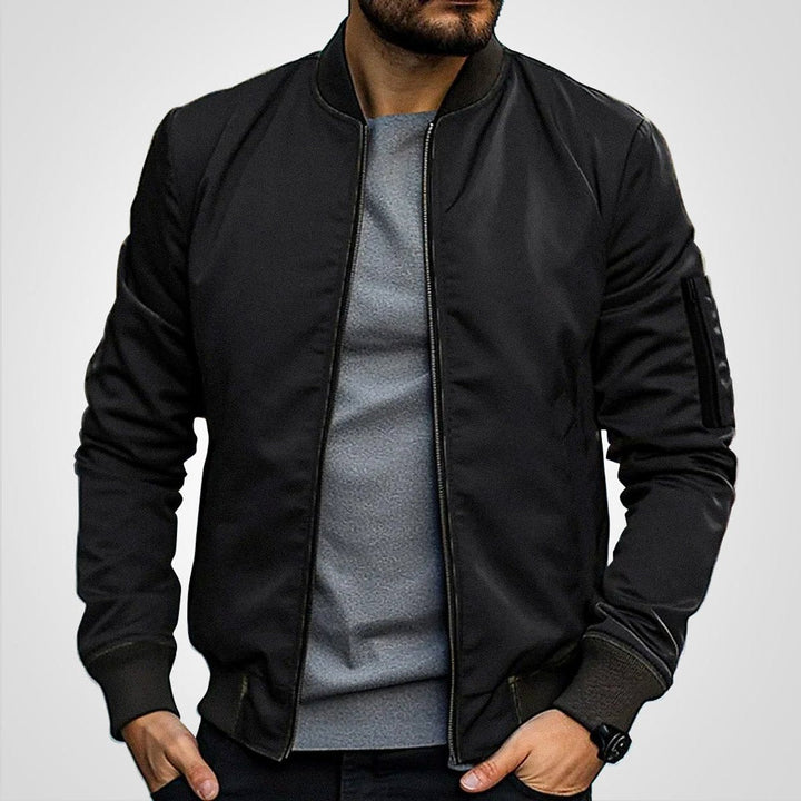 Kasper zwart slim-fit bomberjack, vooraanzicht