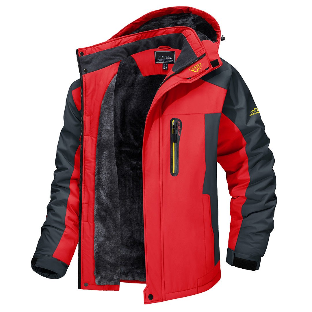 Laurent rode winterjas heren open met gevoerde capuchon