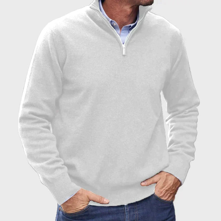 Laurent witte half-zip trui, vooraanzicht