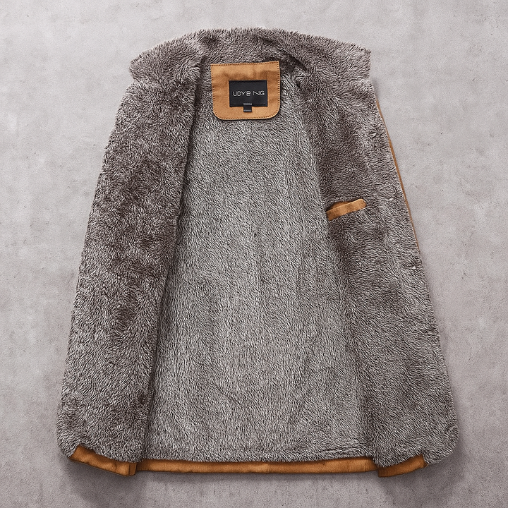 Laurent winterjas heren, sherpa voering en label detail