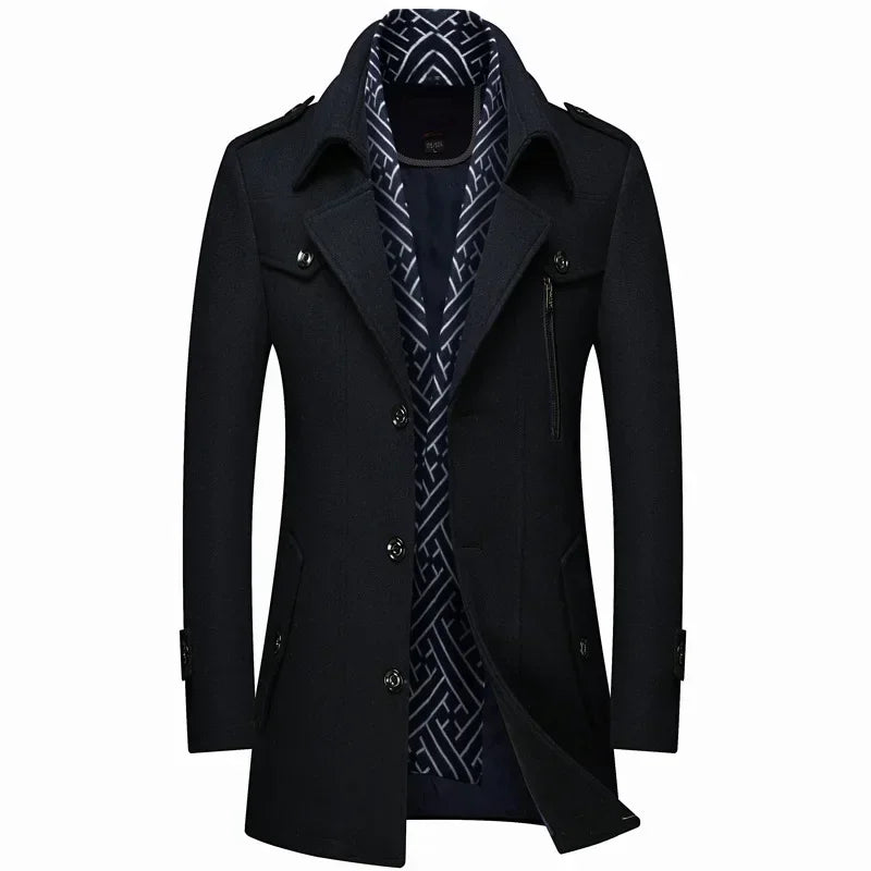 Laurent zwarte slim fit winterjas, vooraanzicht