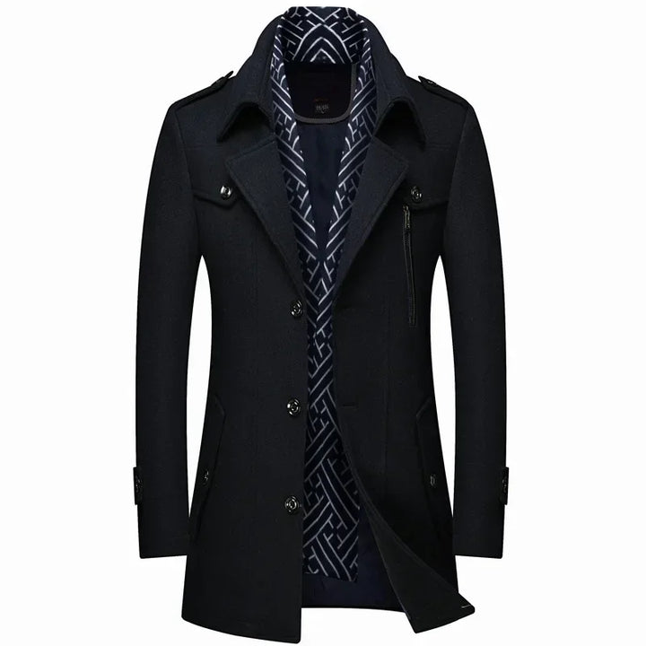 Laurent zwarte slim fit winterjas, vooraanzicht