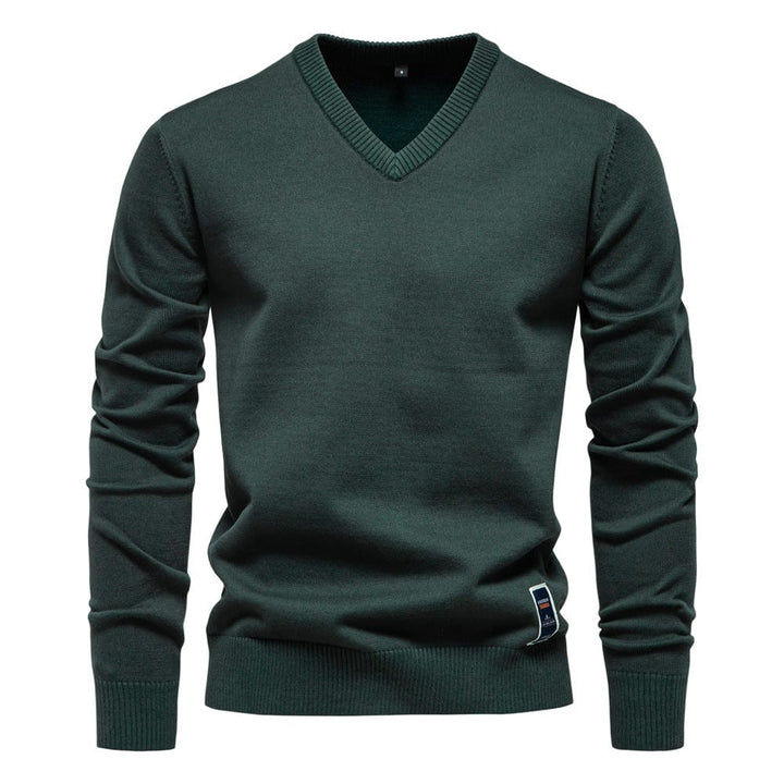Laurent groene V-hals pullover, vooraanzicht