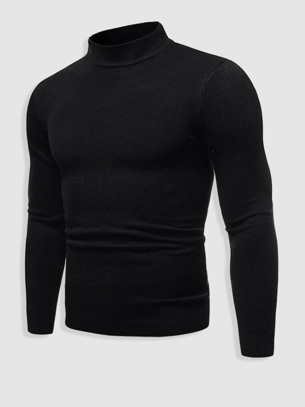 Lucas zwarte slim-fit rolkraagpullover, vooraanzicht