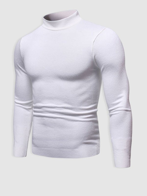 Lucas witte slim-fit rolkraagpullover, vooraanzicht