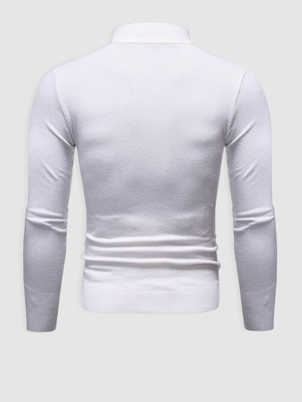 Lucas witte slim-fit rolkraagpullover, achteraanzicht